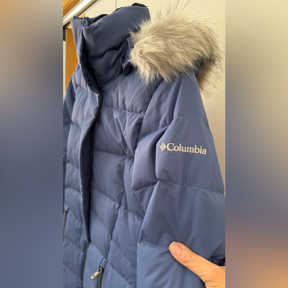 Columbia Apres Arson Down Hooded Long Jacket Puffer Coat size XS Blue - Picture 6 of 10